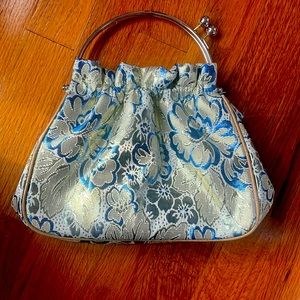 Gold and blue Floral purse
